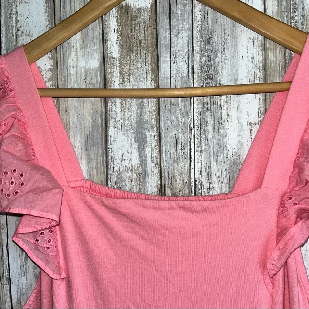 J.Crew Pink Eyelet Smocked Midi Dress Ruffle Sleeve Cottagecore NWT Size Large - Picture 4 of 7